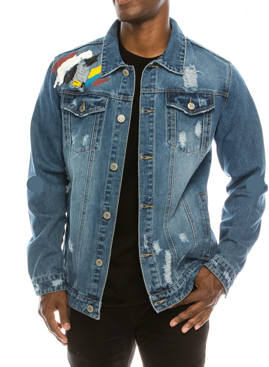 Distressed Colorful Tiger Denim Jacket