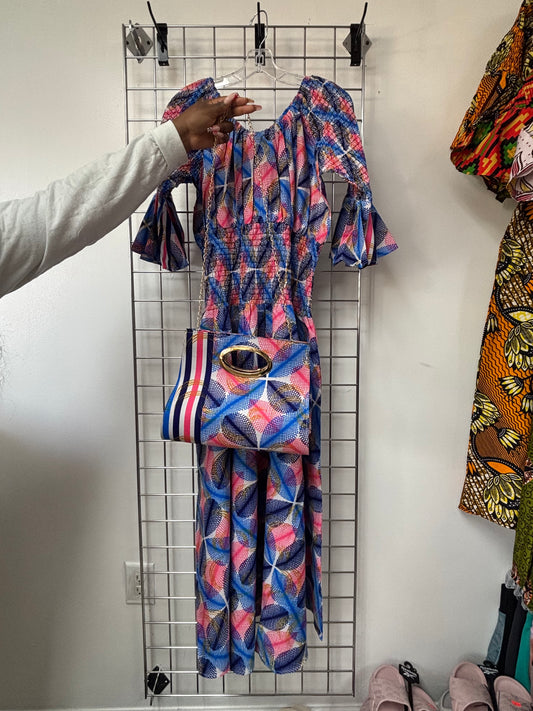 Ankara Royalty Dress w/Purse & Head Wrap