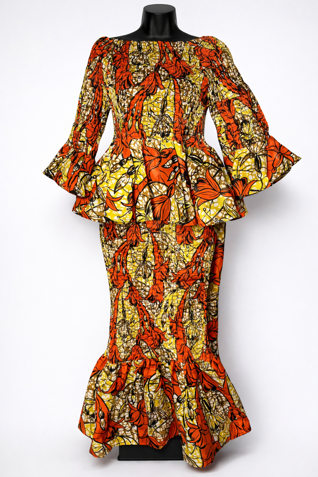 Women’s African Print Peplum Top & Mermaid Skirt Set