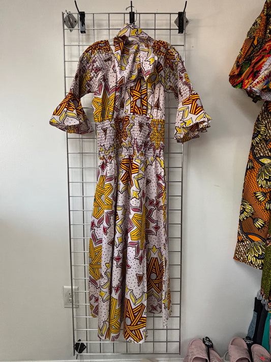 Print & Power Dress w/Purse & Head Wrap