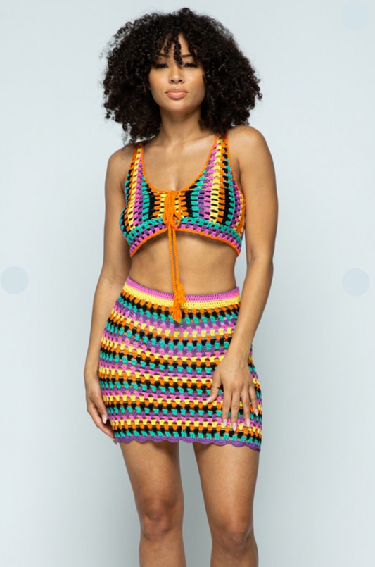 Skirt and top Crochet set