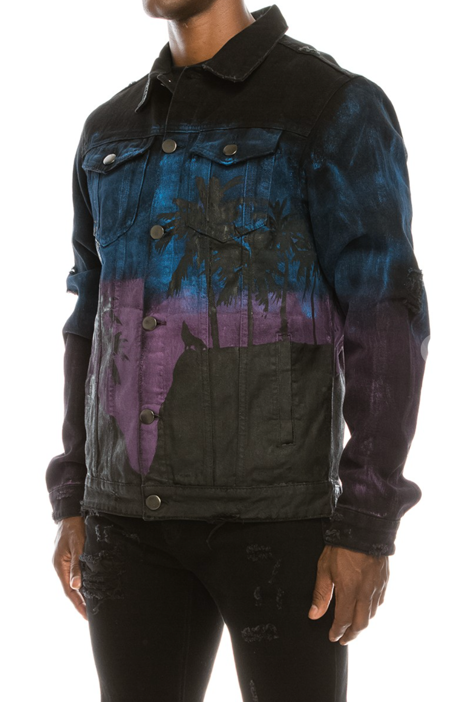 Distressed Black Denim Jacket