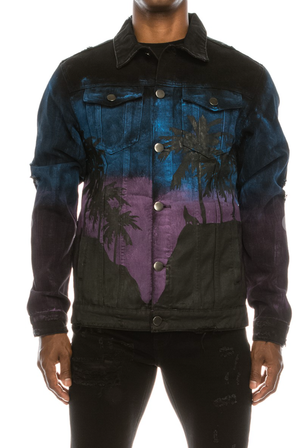 Distressed Black Denim Jacket