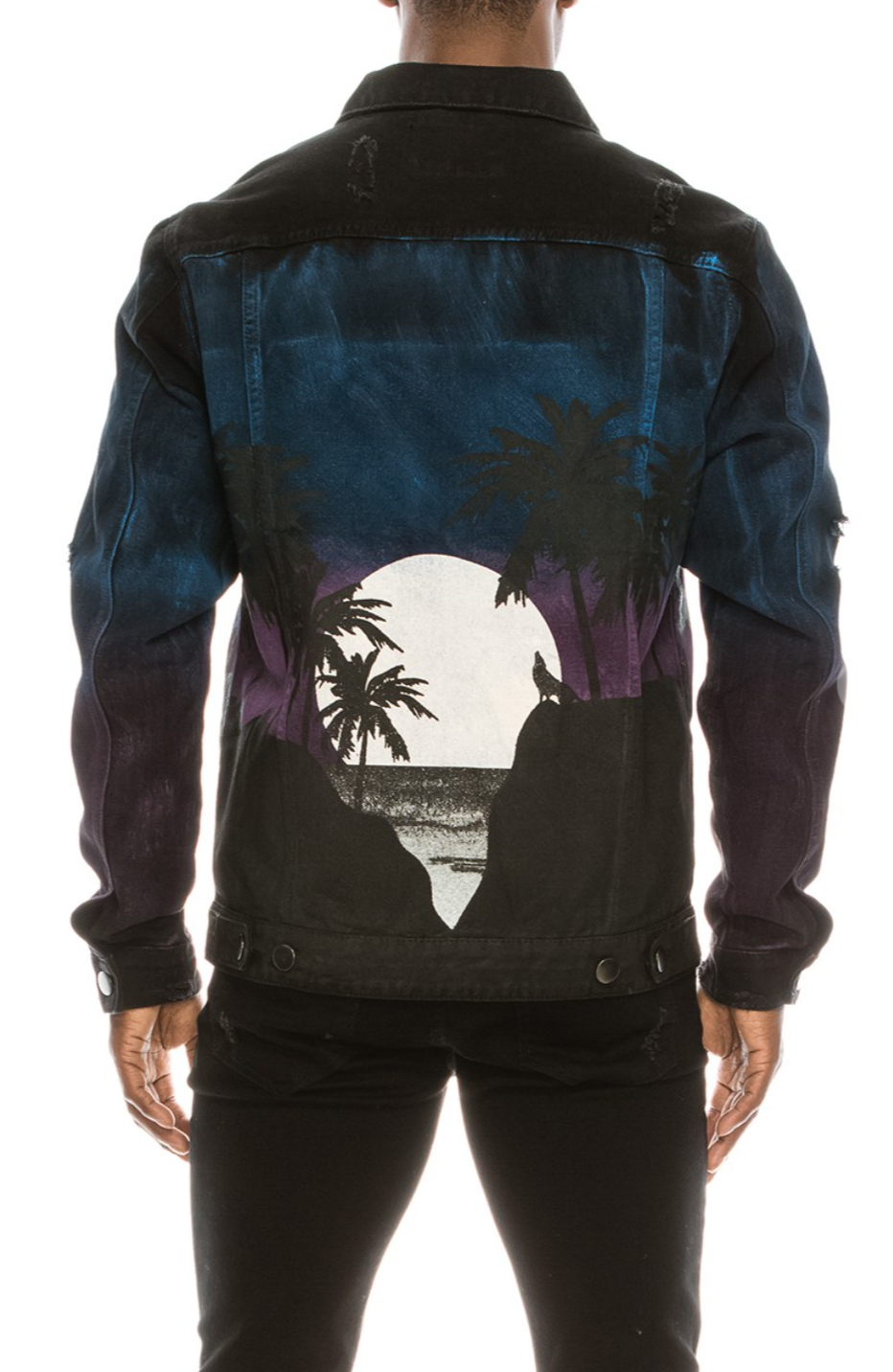 Distressed Black Denim Jacket